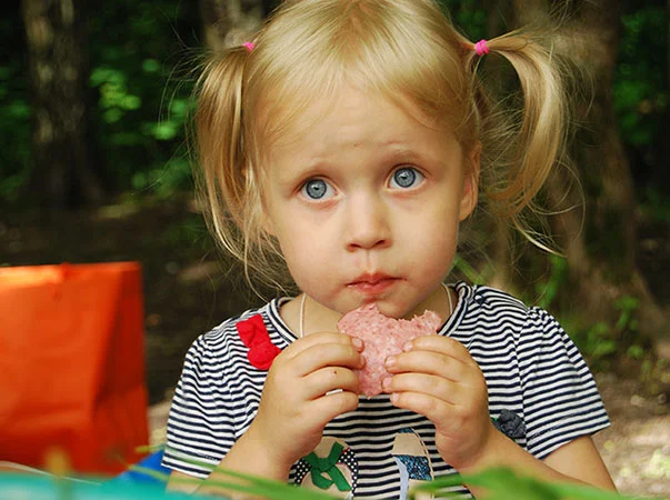 little girl with huge blue eyes