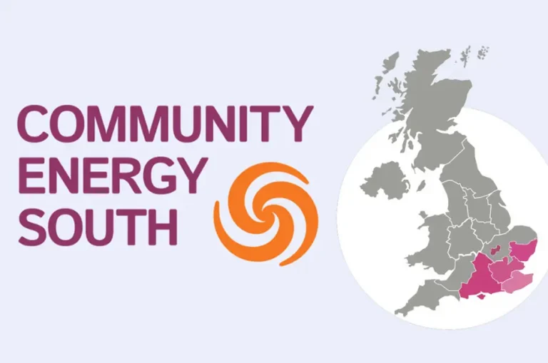 Community Energy South logo and a picture of the UK